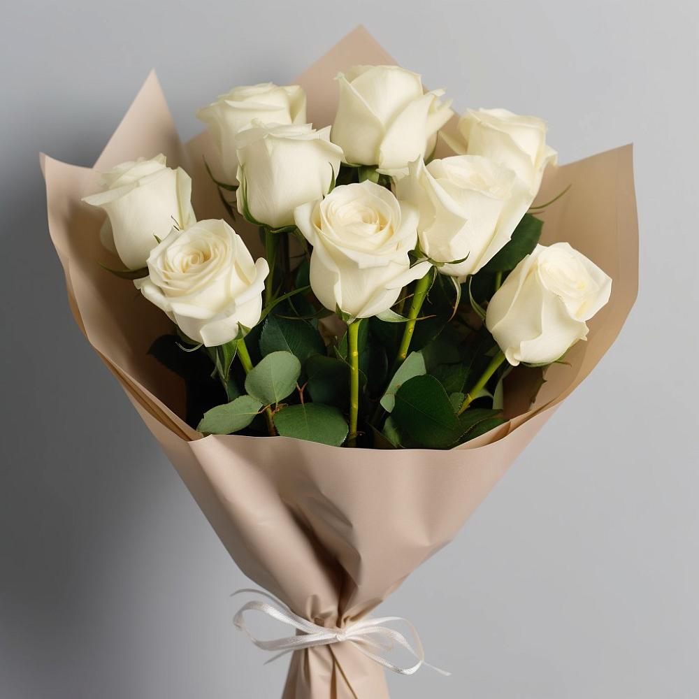 9 Белых роз Эдлесс Лав в Лосино-Петровском Букет 9 Белых роз Эдлесс Лав в Лосино-Петровском