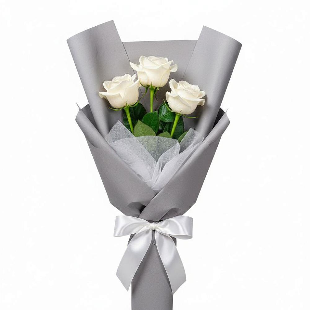 Букет 3 белые розы в Лосино-Петровском