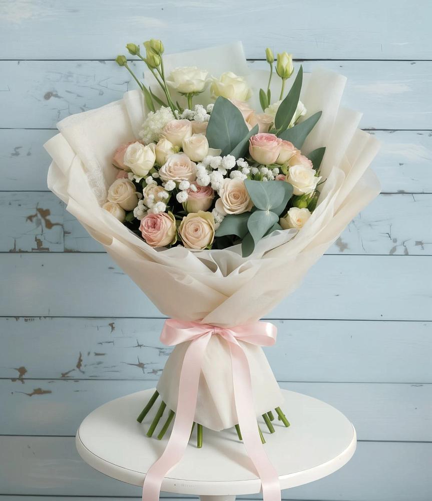 Букет цветов из: Розы и Лизиантусы в Лосино-Петровском