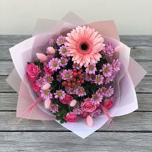 Букет цветов из:  Розы, Герберы и Хризантемы в Лосино-Петровском